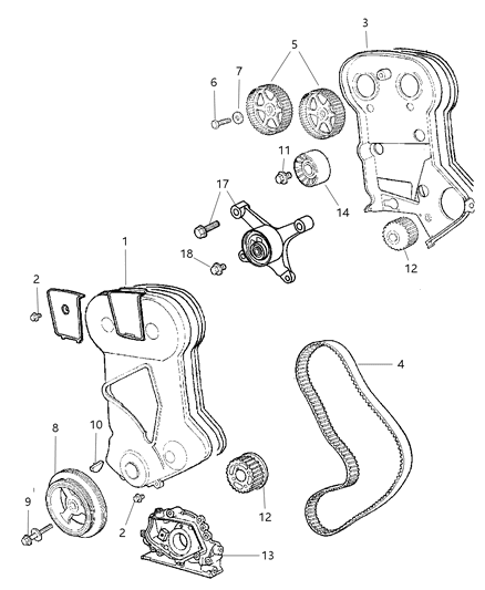 2004 Dodge Stratus Timing Belt / Chain & Cover Diagram 1