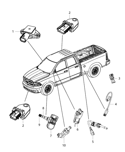 2013 Ram 1500 Sensors - Body Diagram