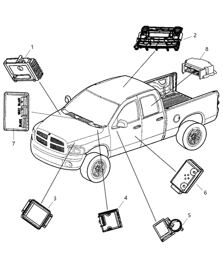 2004 Dodge Ram 1500 Abs Control Module Diagram for 52121407AA