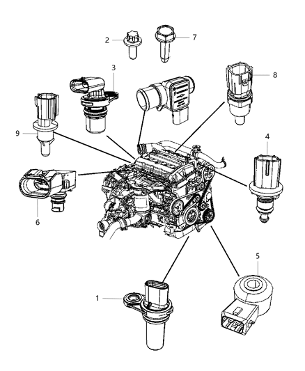 2013 Dodge Journey Sensors - Engine Diagram 2