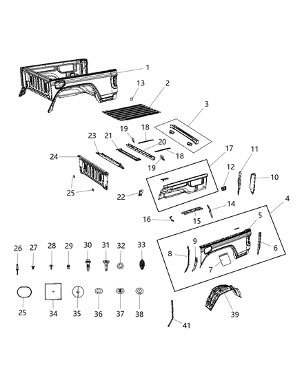 2021 Jeep Gladiator Pickup Box Diagram