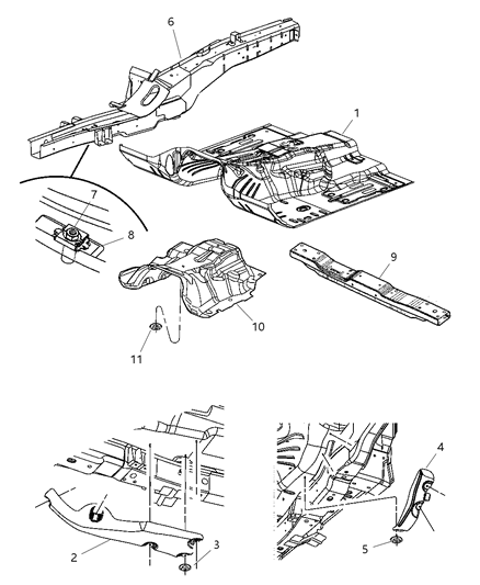 2006 Jeep Grand Cherokee Pkg Part-Frame Side Diagram for 55394058AL