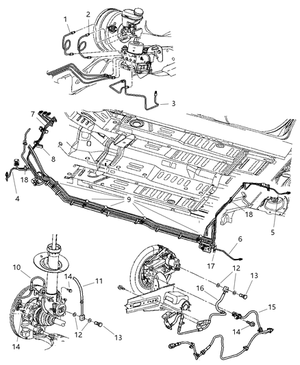 2001 Chrysler PT Cruiser Lines & Hoses, Brake Diagram 1