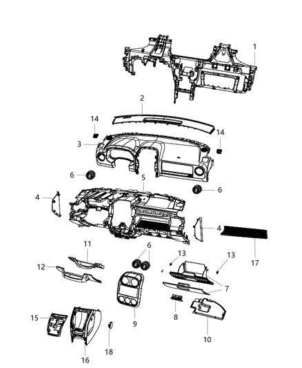 2009 Jeep Patriot Cover-Instrument Panel Diagram for 1HM451DVAB