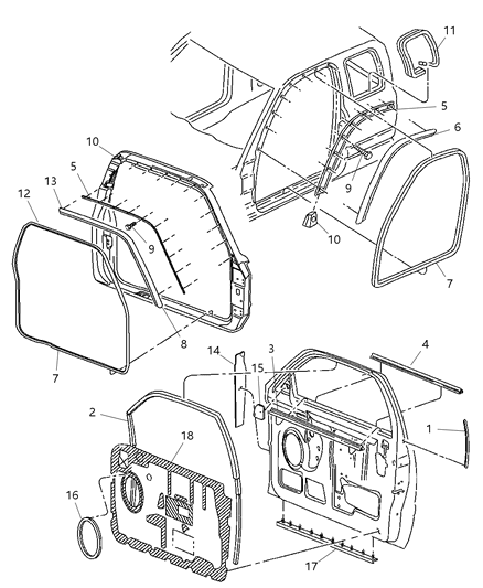 2001 Dodge Ram 1500 WEATHERSTRIP-Door Belt Diagram for 55275505AA