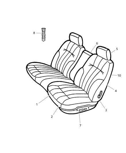 2001 Chrysler Concorde Front Seat Back Cover Diagram for UV701DVAA