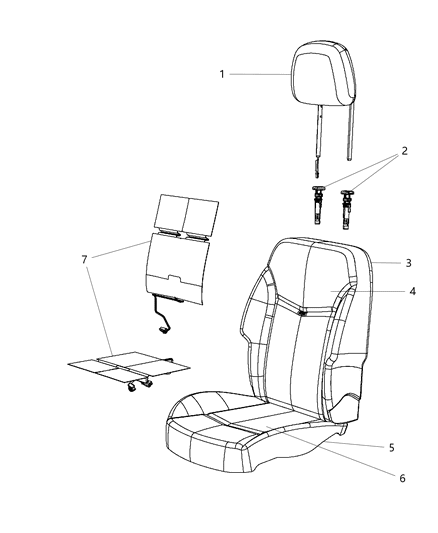 2012 Dodge Avenger Front Seat Back Cover Diagram for 1UT83JRRAA