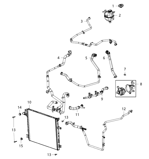 2021 Jeep Wrangler Hose-Radiator Inlet Diagram for 68310712AD