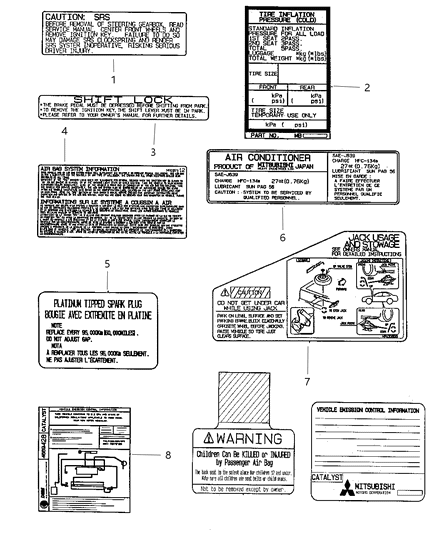 1997 Chrysler Sebring Body Labels Diagram