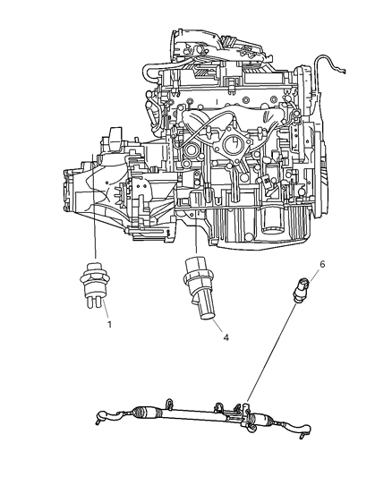 2004 Chrysler Sebring Sedan & Convertible Switches - Engine, Transmission, Steering Diagram
