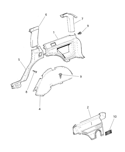 2000 Jeep Cherokee Panels - Interior Trim, Rear Diagram 2