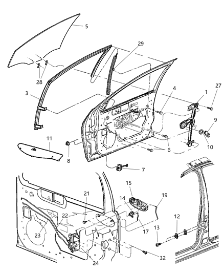 2002 Dodge Neon Handle-Front Door Exterior Diagram for QA39DX8AC