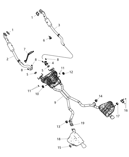 2017 Dodge Durango Exhaust Muffler And Tailpipe Diagram for 68276627AB