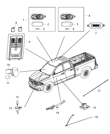 2016 Ram 2500 Lamps, Interior Diagram