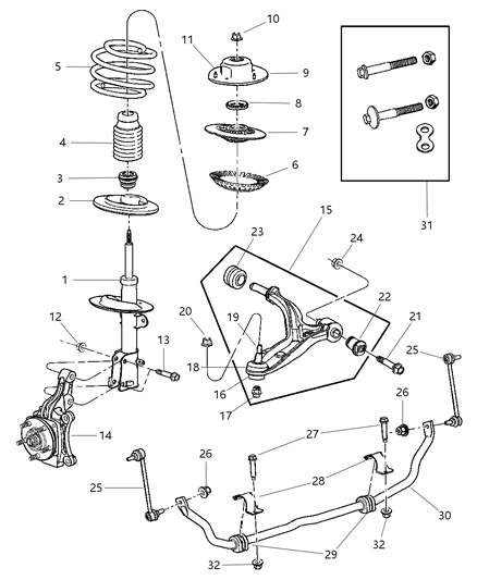 2001 Dodge Caravan Suspension - Front Diagram