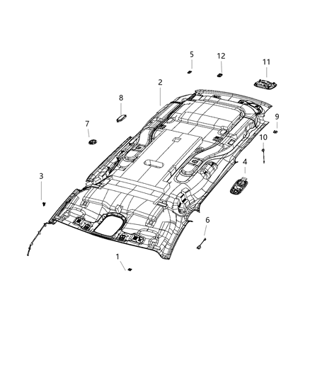 2020 Chrysler Pacifica Headliner Diagram for 7BY55DX9AA