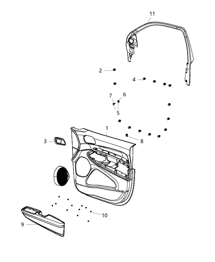 2013 Dodge Durango Front Door Trim Panel Diagram