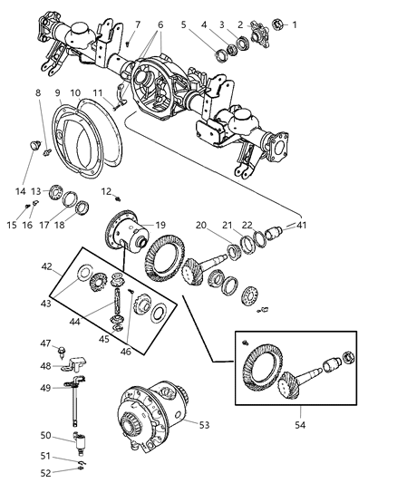 2007 Jeep Commander Axle, Rear, With Differential, Housing And Axle Shafts Diagram 2