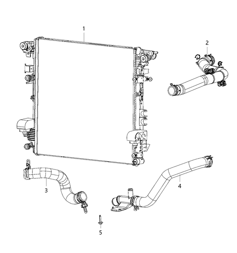 2020 Jeep Wrangler Radiator Hoses And Related Parts Diagram 1