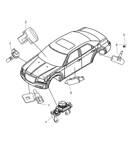 2009 Chrysler 300 Sensors - Body Diagram