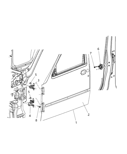 2009 Jeep Liberty Front Door Diagram for 55396981AC