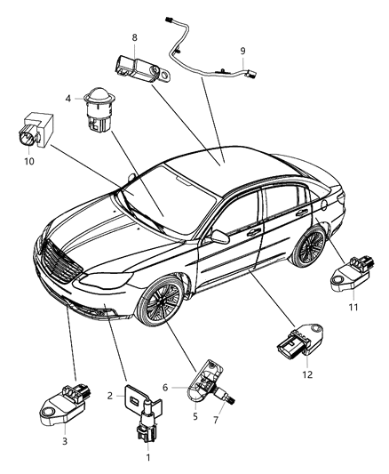 2014 Chrysler 200 Sensors Body Diagram