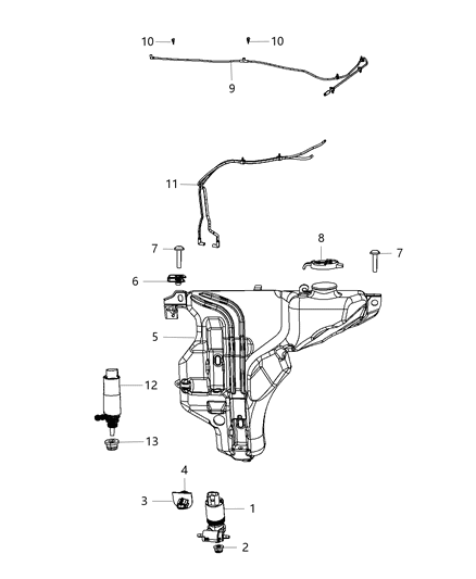 2013 Jeep Grand Cherokee Washer, HEADLAMP Diagram for 68080157AA