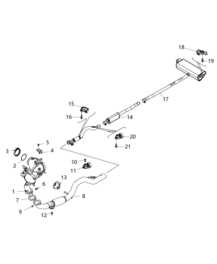 2019 Jeep Renegade Exhaust Muffler And Tailpipe Diagram for 68304163AA