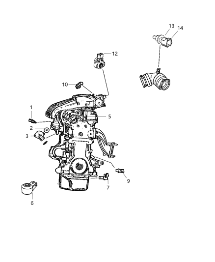 2010 Chrysler PT Cruiser Sensors, Engine Diagram