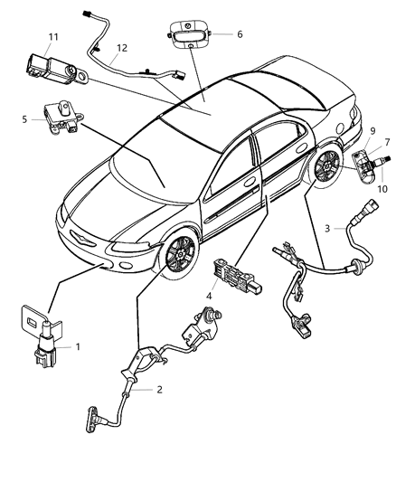2008 Chrysler Sebring Sensors Body Diagram