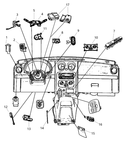 2007 Dodge Nitro Switches (Instrument Panel And Console) Diagram