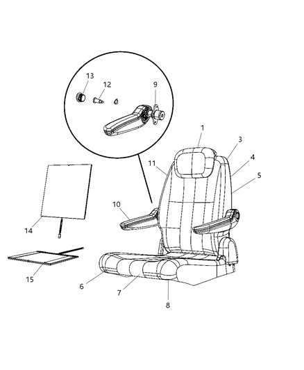 2009 Dodge Grand Caravan Rear Seat Cushion Cover Diagram for 1QW441DVAA