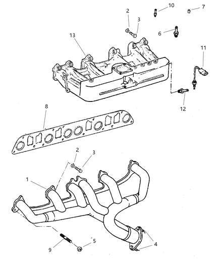 2001 Jeep Cherokee Exhaust Manifold Diagram for 53010196