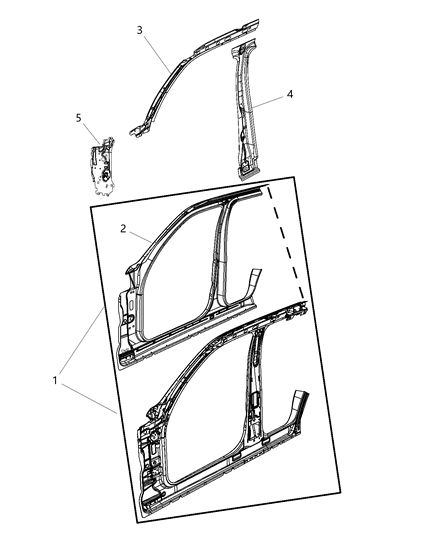 2008 Dodge Nitro Panel-Body Side Aperture Front Diagram for 68003959AC