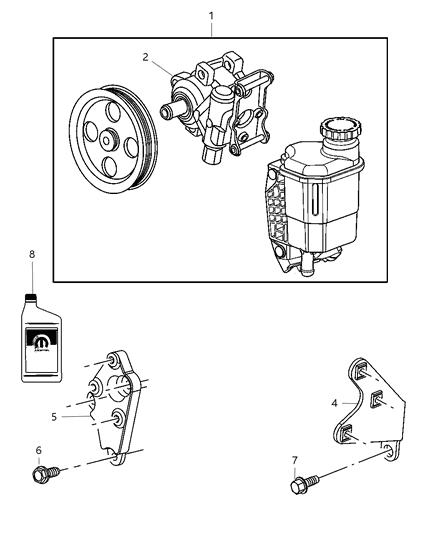 2009 Dodge Ram 2500 Power Steering Pump And Pulley Diagram for 52013978AB