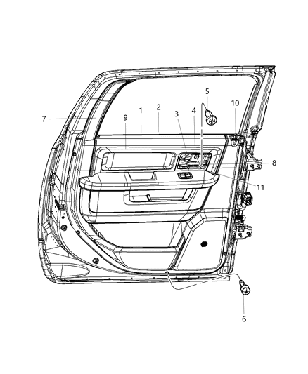 2016 Ram 1500 Cover-Rear Door Fixed Glass Diagram for 1GQ53BD1AB