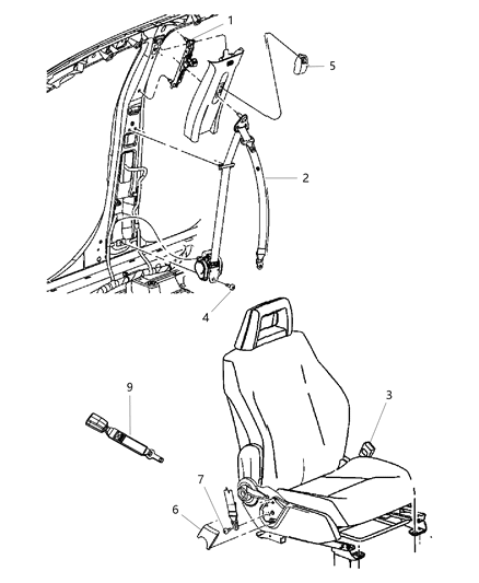 2011 Jeep Compass Seat Belts Front Diagram