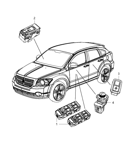 2010 Dodge Caliber Switches Door & Liftgate Diagram