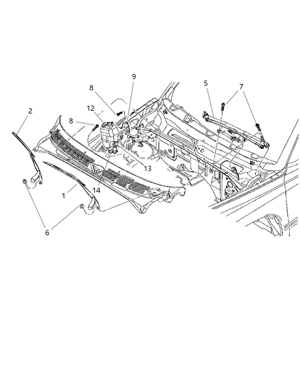 2003 Dodge Dakota Windshield Wiper & Washer Diagram