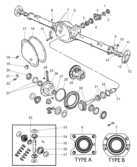2006 Dodge Ram 1500 Axle Housing, Rear, With Differential Parts Diagram 1
