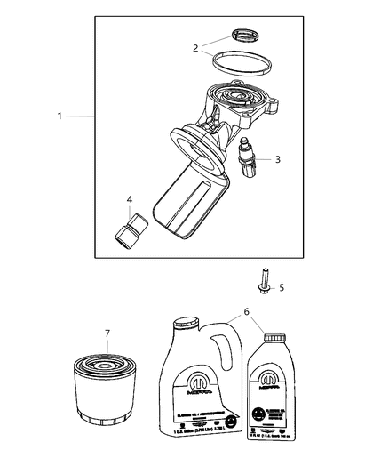 2021 Dodge Durango Engine Oil, Engine Oil Filter, Adapter/Cooler And Splashguard Diagram 2