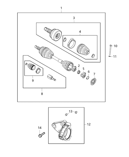 2015 Jeep Renegade Shafts - Front Axle Diagram 1