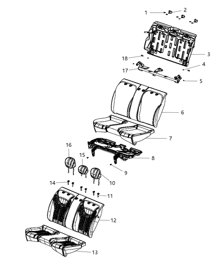 2013 Dodge Dart Rear Seat - Bench Diagram