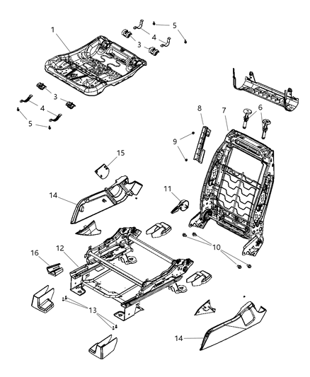 2010 Dodge Journey Adjusters, Recliners & Shields - Passenger Seat - Manual Diagram