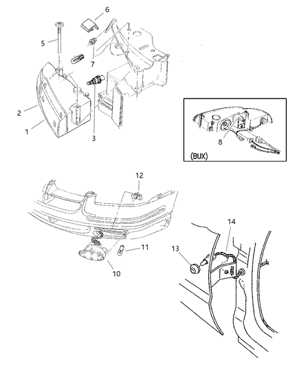 2000 Chrysler Cirrus Lamps - Front Diagram