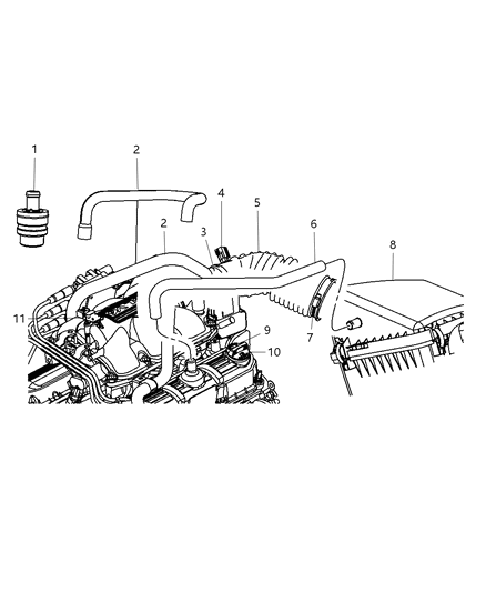 2007 Jeep Wrangler Air Cleaner Hose Diagram for 4721134AD
