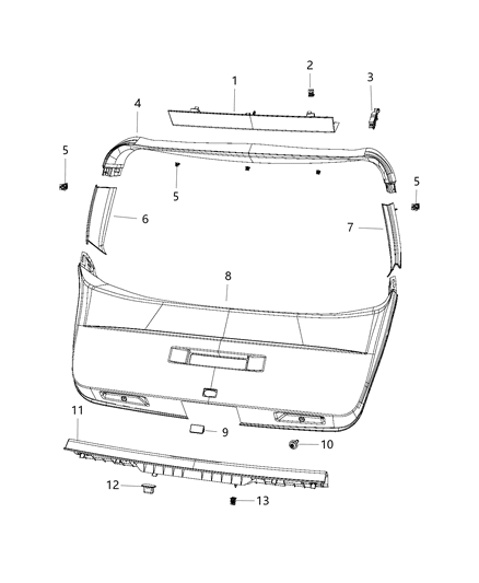 2015 Dodge Journey Liftgate Panels & Scuff Plate Diagram