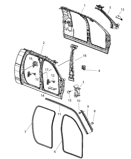 2008 Dodge Ram 2500 Panel-Body Side Aperture Inner Co Diagram for 68000694AB