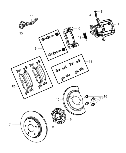 2011 Chrysler Town & Country Rear Disc Brake Pad Kit Diagram for 68044761AC
