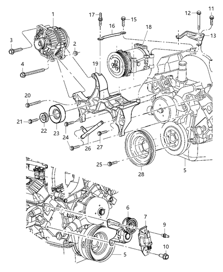 2002 Dodge Dakota COMPRES0R-Air Conditioning Diagram for 55056094AA